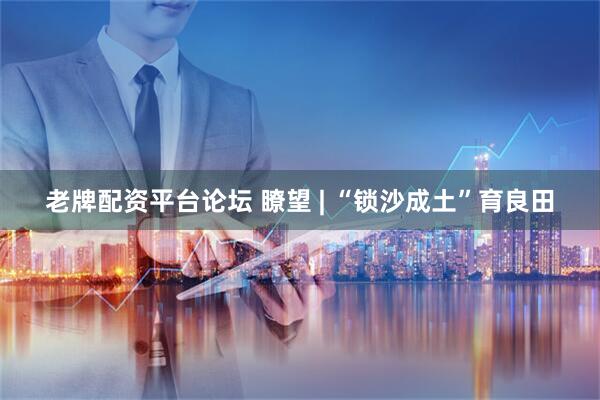 老牌配资平台论坛 瞭望 | “锁沙成土”育良田